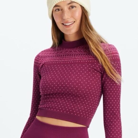 Fabletics Holly Seamless Cropped Long Sleeve Fair Isle Top Size XL - Picture 1 of 10